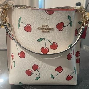 Cherry Coach Handbag, Crossbody White